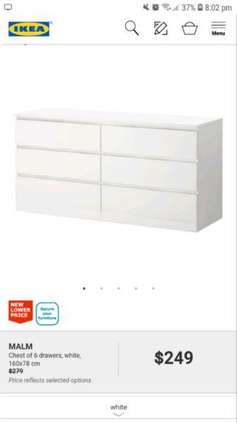 Malm white drawers