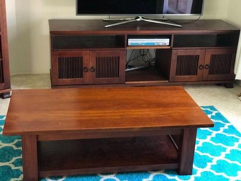 TV cabinet with 2 tall boys coffiee table and 2 DVD stands
