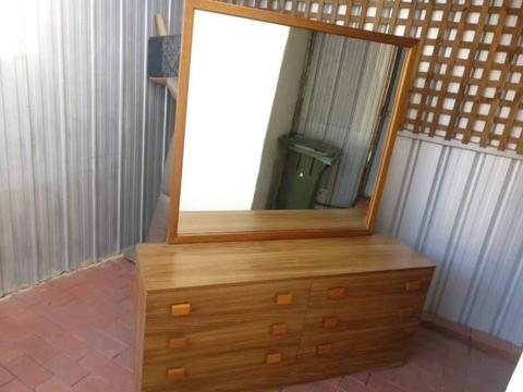Large chest of 6 draws with large attached mirror