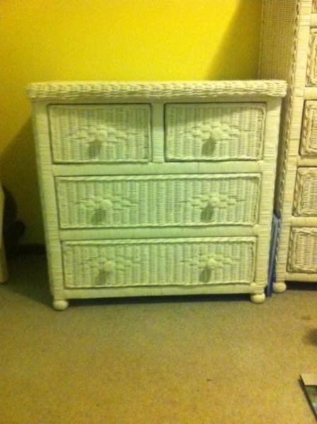 Chest of Drawers White Cane