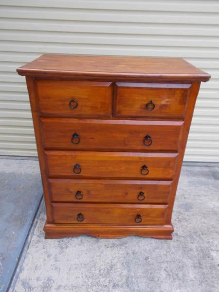 Timber Tallboy Chest of Drawers Dresser Cabinet