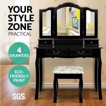 Luxury Dressing Table Stool Mirrors Jewellery Cabinet 4 Drawer
