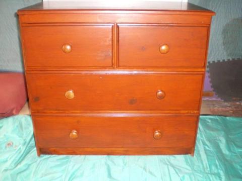 ** CHEST OF DRAWERS - STAINED TIMBER - FOUR DRAWERS **