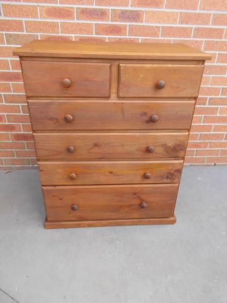 Timber Tallboy Chest of Drawers 6 Drawers Blanket Drawer