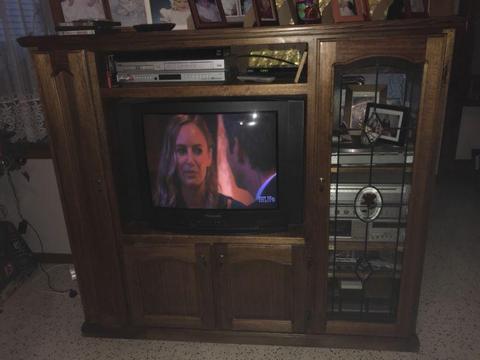 Oak Hardwood timber cabinet and TV