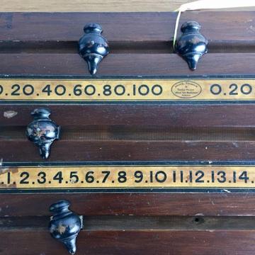 Vintage billiards score board by Alcock, Thomson & Taylor Pty Ltd
