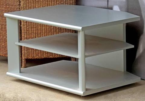 Low Line 2 Bay Silver Color TV Stand with 3 Shelves