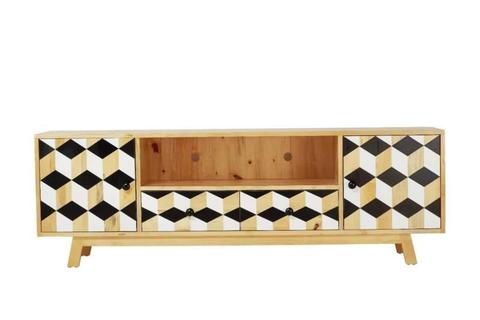 Recycled Timber Geometric Entertainment Unit