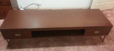 Solid Dark brown wooden Tv rack pet and smoke free. Used for 2yrs