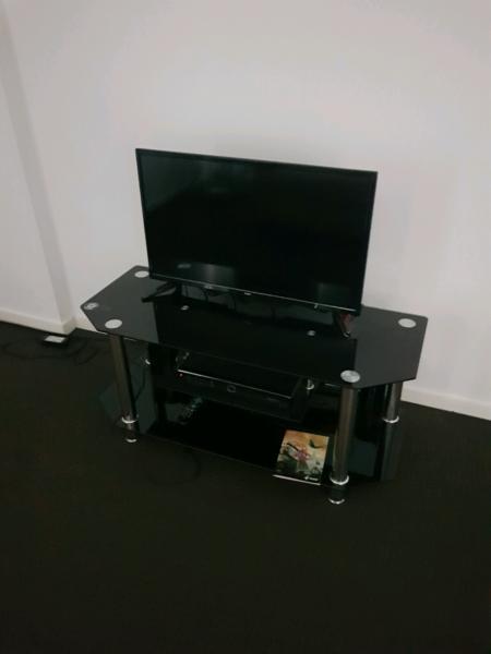 Glass entertainment unit plus 2 corner tables
