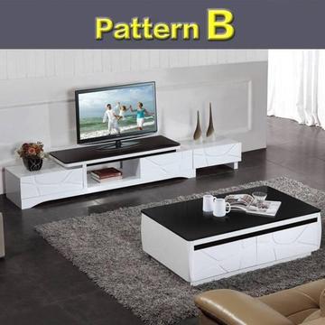 Clearance-Pattern B New High Gloss White TV Unit and Coffee Table