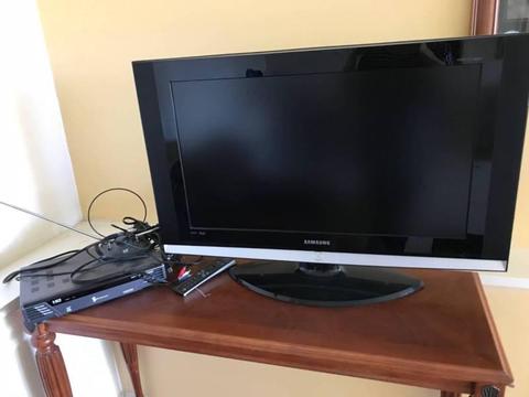 TV with set top box and rabbit ears