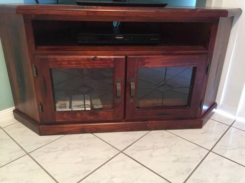 TV Unit Solid Timber with Leadlight Doors