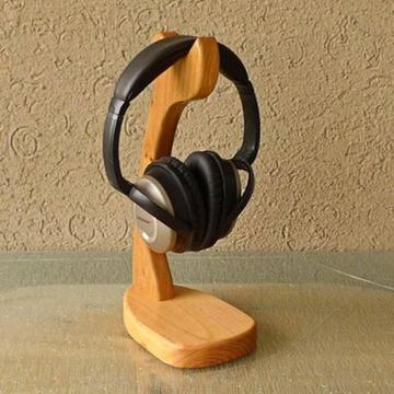 Merbau Solid Wood Stand Support for Headphones Earphones (GINGER)