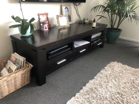 Tv unit console table solid timber