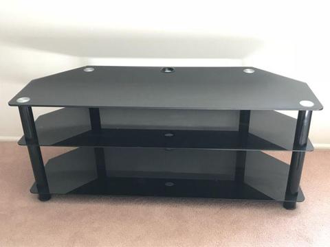 3 tier TV unit - black glass - perfect condition