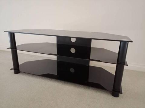 TV Stand Glass Entertainment Unit with Shelves