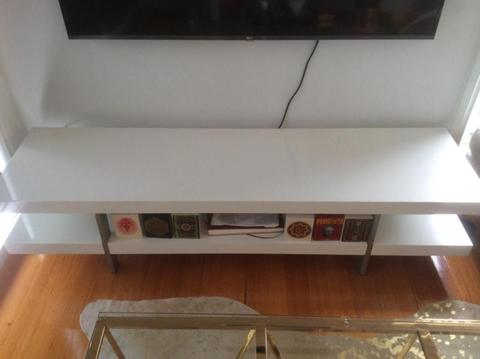 White 2 level TV stand