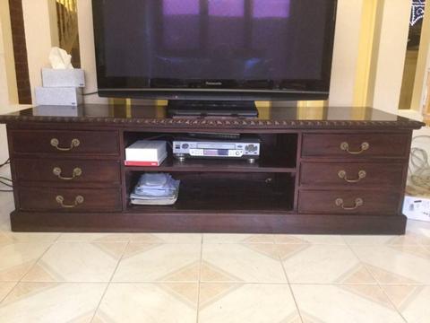 Tv stand entertainment unit solid wood hand carved