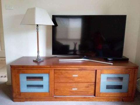 Modern timber Entertainment Unit with glass doors