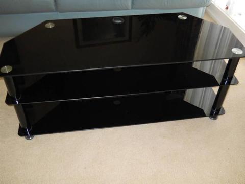 TV Cabinet Black Glass 3 shelves