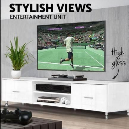 High Gloss TV Stand Entertainment Unit Cabinet Corner Drawer