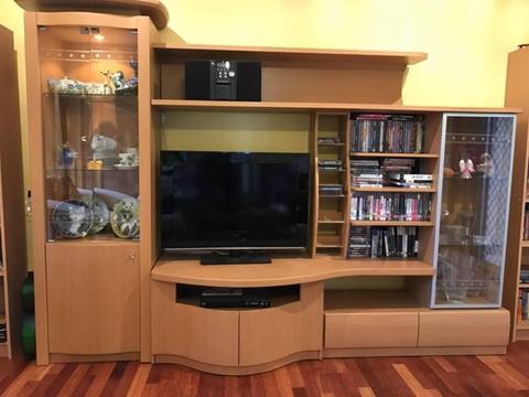 TV entertainment unit display cabinet beech colour