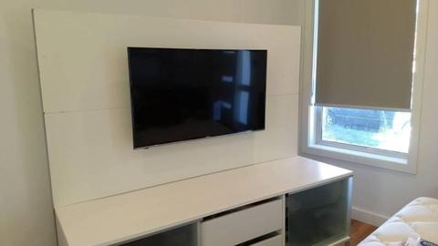TV cabinet with backboard and TV mount