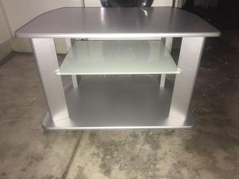 Silver/glass tv stand cabinet