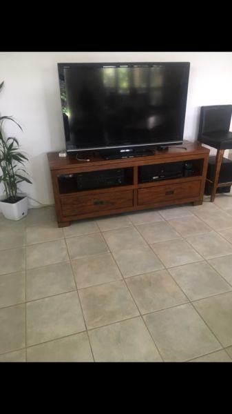 Mango Timber TV cabinet, lamp table and coffee table