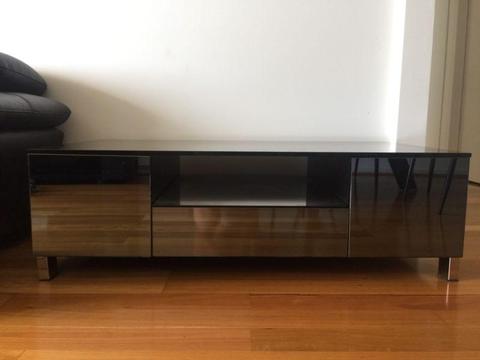 Near new tempered glass TV entertainment unit for sale