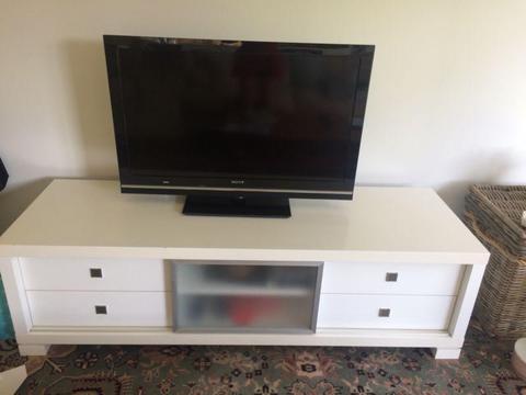 White Timber TV Cabinet