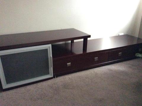 Wooden Entertainment/TV unit (chocolate brown)