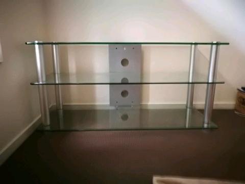 3 shelf glass tv unit