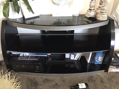 Black glass TV stand