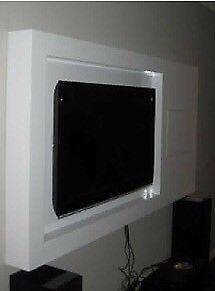 Wall mounted TV unit High Gloss White