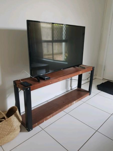 Recycled timber and steel TV stand