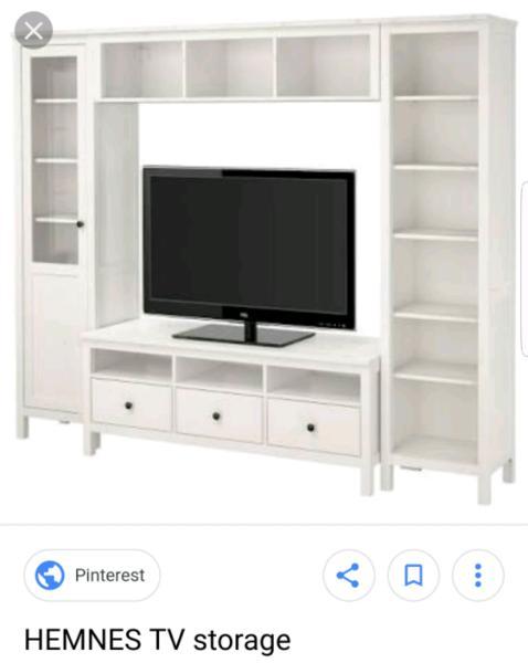 Ikea hemnes tv unit entertainment bridging shelf