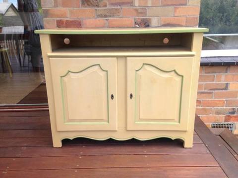 TV CABINET - solid timber - with locking cupboards