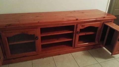Large Pine wood TV unit with CD and DVD compartment