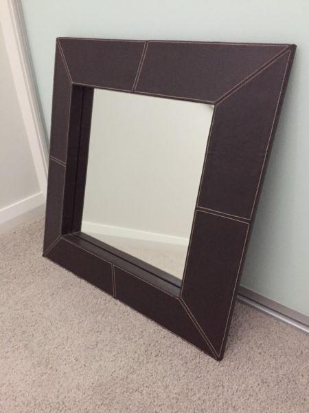 Leather surround mirror