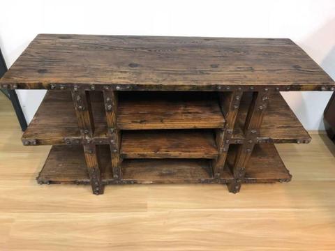 Heavy rustic solid wood TV cabinet