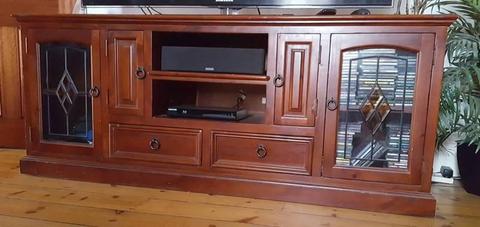 Solid wood entertainment cabinet