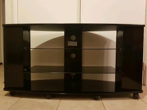 TV Cabinet with glass shelves (black)