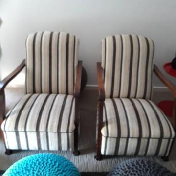 1950s reupholstered 3 Seater Couch & 2 Chairs