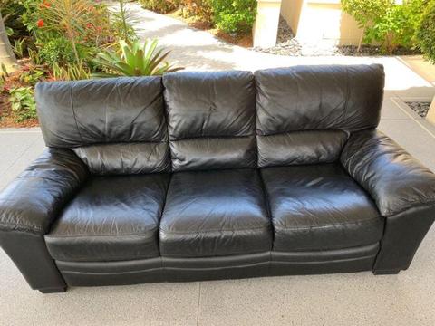 Black Leather Lounge 3 Seater