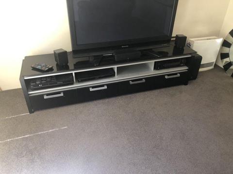 LARGE TV STAND GLASS TOP