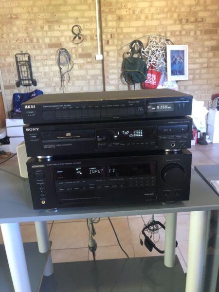 Akai Synthesiser/Tuner, Sony CD Player and Kenwood Stereo