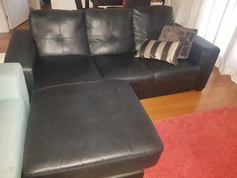 BLACK BONDED LEATHER COUCH