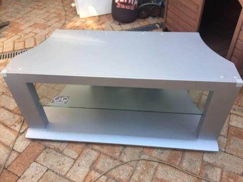 Grey TV Cabinet with Glass Shelf